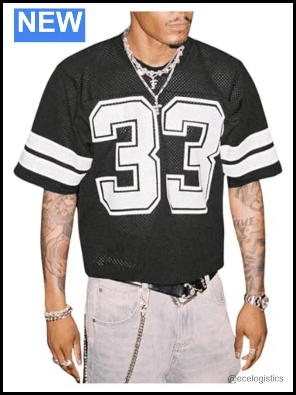 Men's Oversized Graphic Print Mesh Basketball Tee Loose Fit Jersey